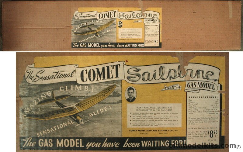 Comet The Sensational Comet 'Sailplane' Gas Model - 78 inch Wingspan Class C Gas Free Flight Airplane, T13 plastic model kit